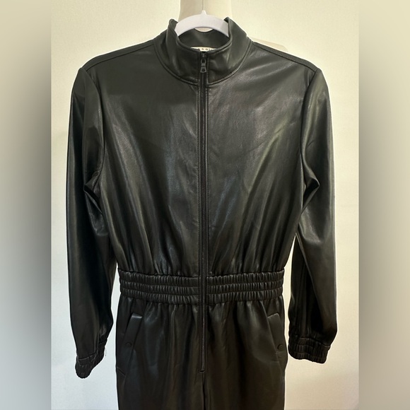 Alice + Olivia | NWOT Black Levi Vegan Leather Jumpsuit - Size US 2 - Picture 7 of 11